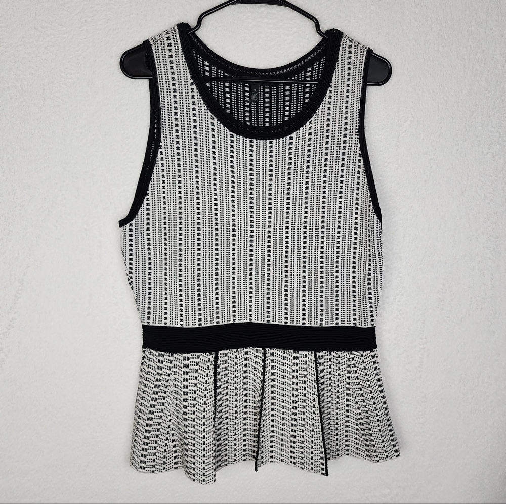 WHBM WHITE HOUSE BLACK MARKET Geometric Knit Peplum Tank Top M
